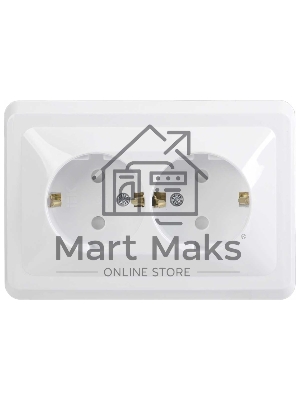 Розетка 2-м СП Вега РСш12-3-ВБ с заземл. контактом и защ. штор 16А белый ИЭК ERV24-K01-16-DM