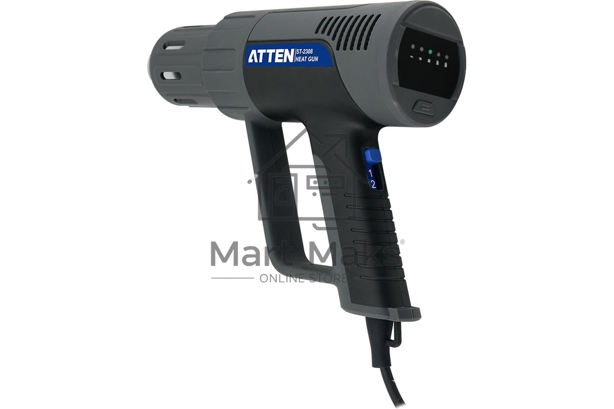 Ручной цифровой термофен Atten ST-2308 230В, 2100 Вт, 50-650℃, светодиодное меню