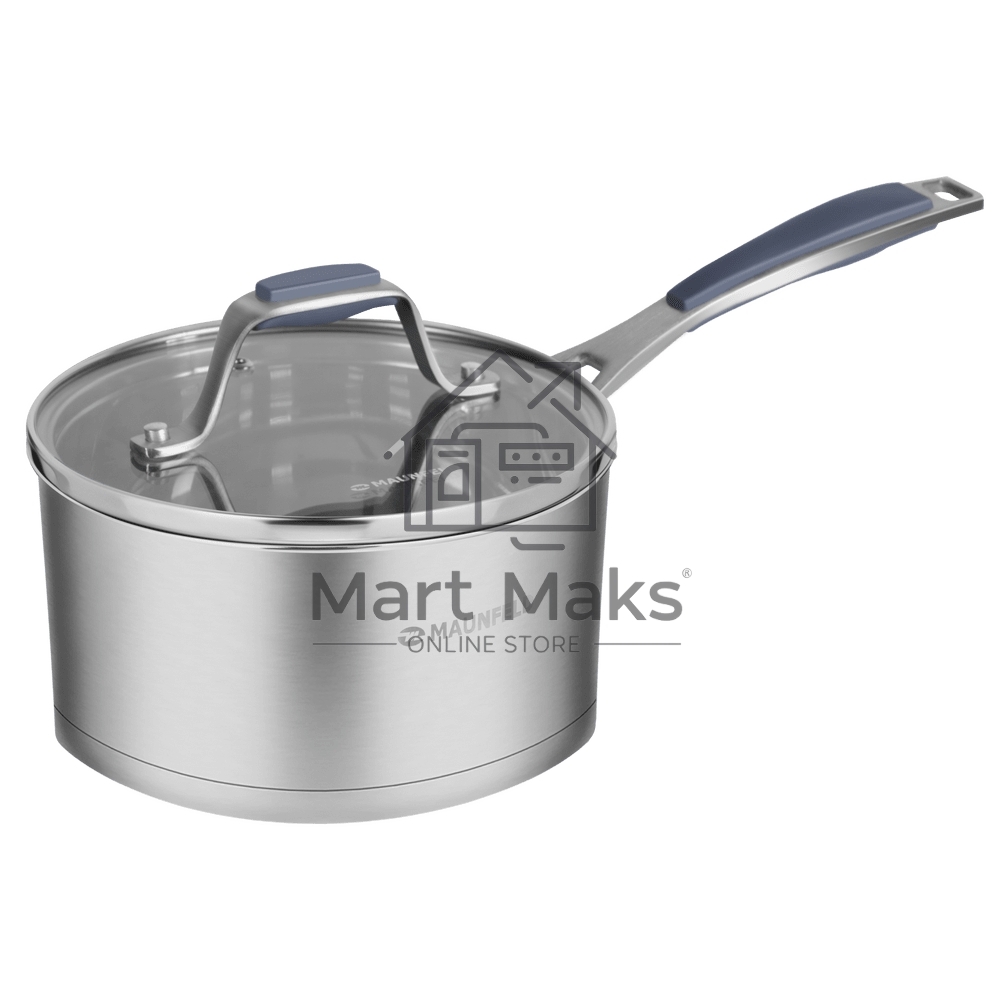 Ковш Maunfeld Madison MF18MS01SP из нержавеющей стали со стеклянной крышкой, 16см, 1,8л.