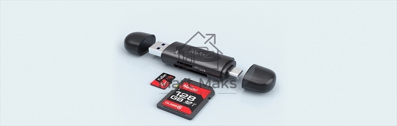 Кард-ридер Netac WK14/черный/Micro SD/Micro SDHC/Micro SDXC/SD/SDHC/SDXC/USB Type-A/USB Type-C/пластик