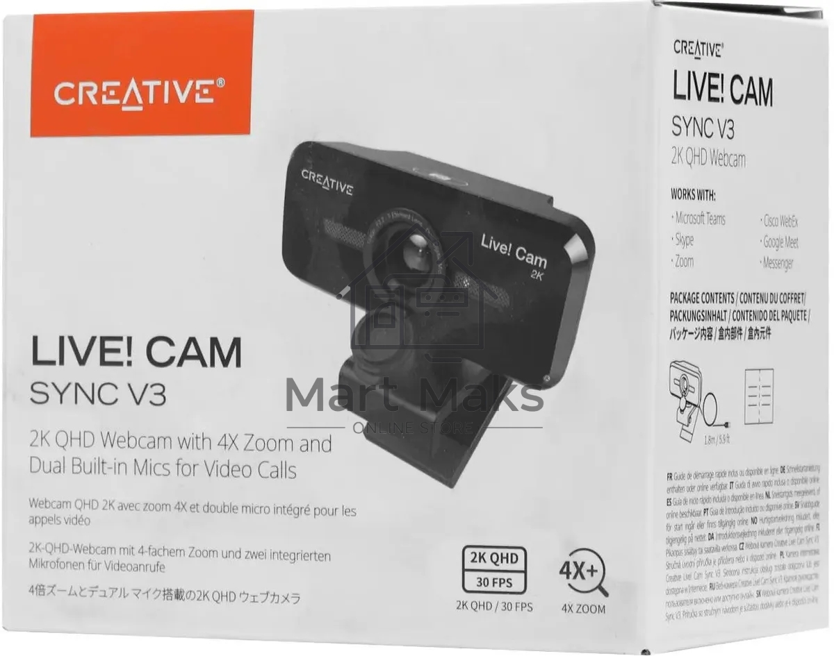 Камера Web Creative Live! Cam SYNC V3 черный 5MP (1440p) USB2.0 с микрофоном (73VF090000000)