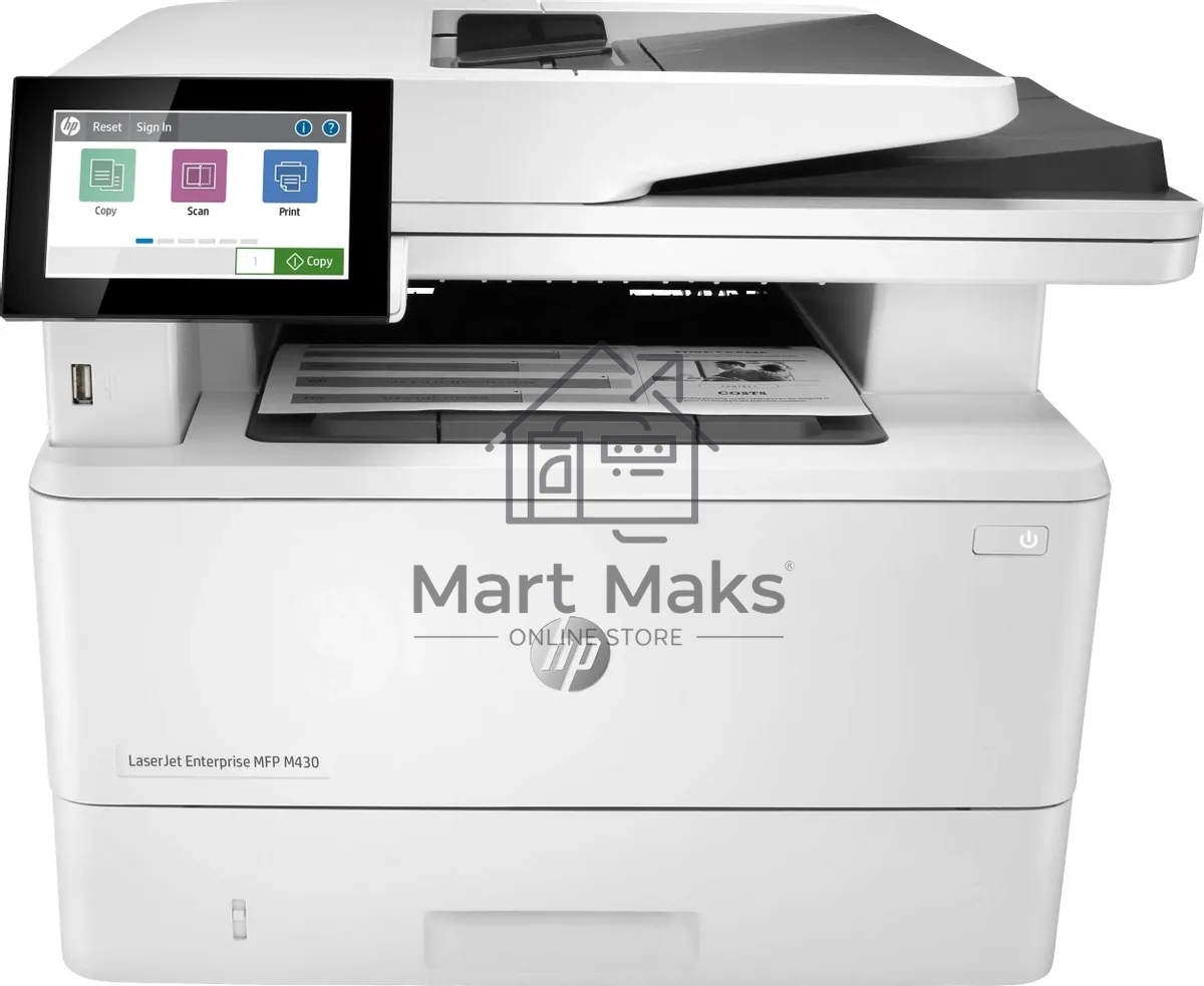 МФУ лазерный HP LaserJet Enterprise M430f (3PZ55A), A4, ч/б, печ. до 40 стр/мин., скан. до 29 стр/мин., 1200 x 1200 dpi (печать) 600x600dpi (скан), USB, RJ-45, Air Print, Mopria