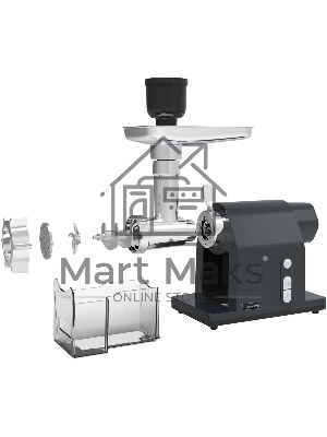 Мясорубка электрическая Rondell RDE-1452 графит/серебристый, 2000 Вт, 1.5 кг/мин, реверс, защита от перегрузки, насадки - 5