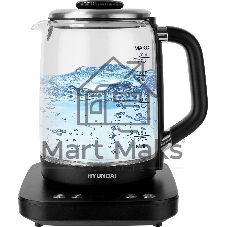 Чайник электрический Hyundai HYK-G5506 1.7 л, 2200 Вт, черный/серебристый