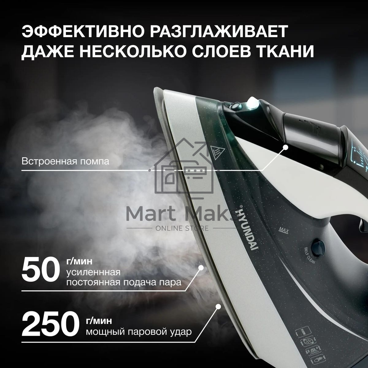 Утюг Hyundai H-SIP3100 3100Вт серый/серебристый