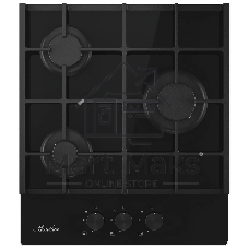 Варочная поверхность MONSHER MGG 42 Noir, High-Tech, газ, 45 см, газ-контроль, автоматический электроподжиг, чугунные решетки, форсунки под сжиженый газ, конфорки SABAF, поворотные переключатели, цвет черный