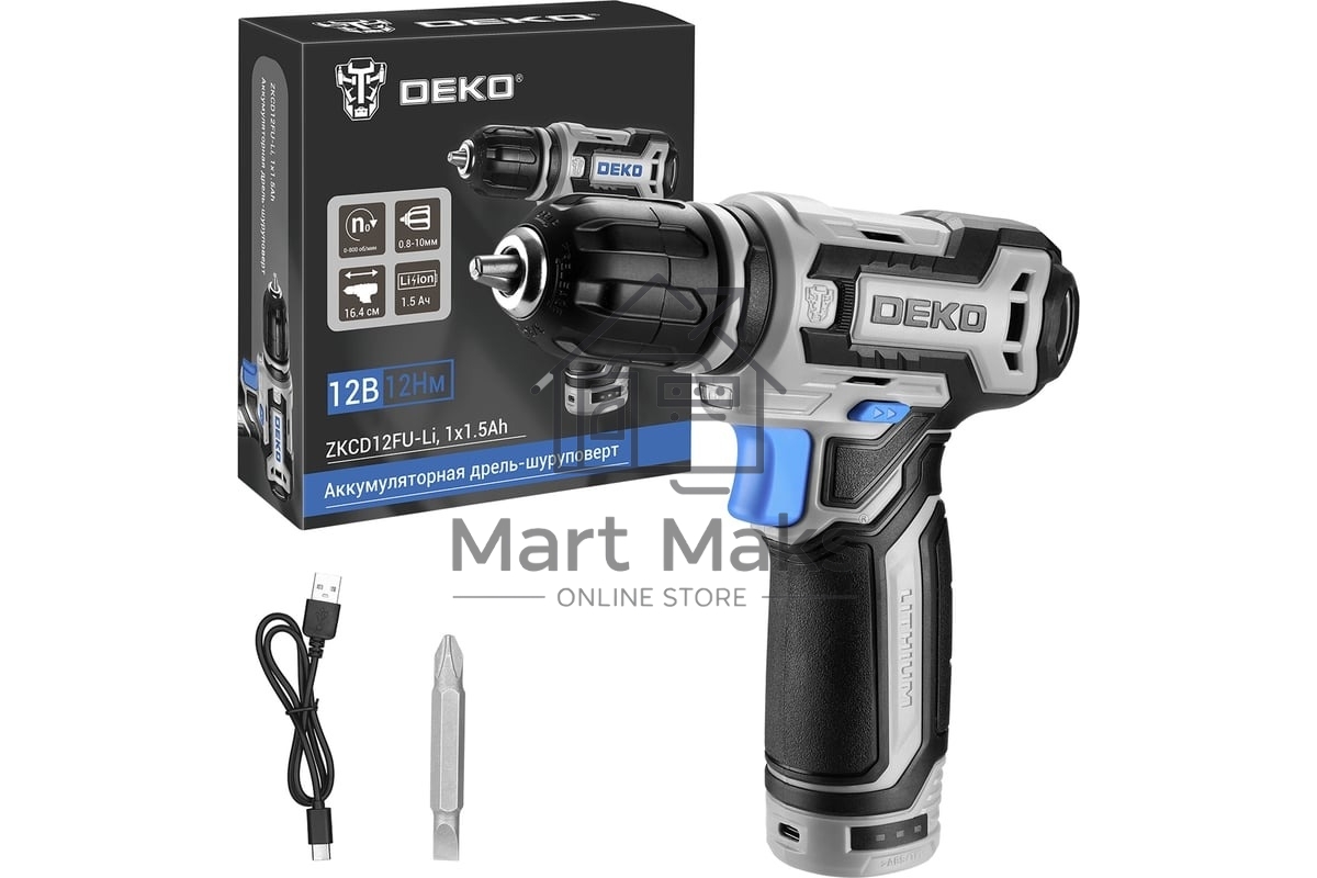 Дрель-шуруповерт Deko ZKCD12FU-Li 063-4141, Аккумуляторная, 12 В