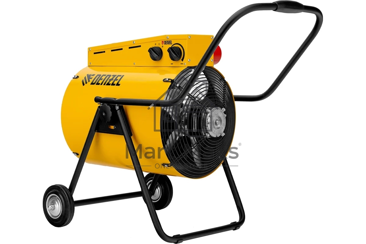 Тепловая пушка Denzel SFH-15000, 400 В, желтый, 120/9000/15000 Вт, 150 м2, термостат