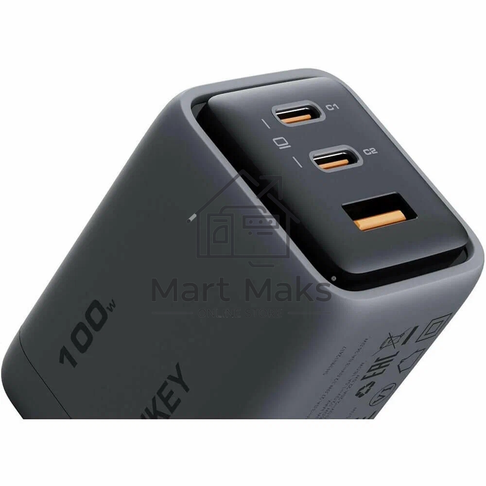 Сетевое зарядное устройство Aukey Comet Mix 100W серый