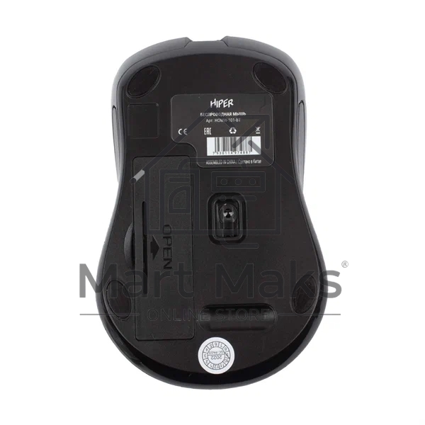 Мышь беспроводная HIPER HOMW-101-BT черный, 1600 dpi, радиоканал, USB, кнопки - 4