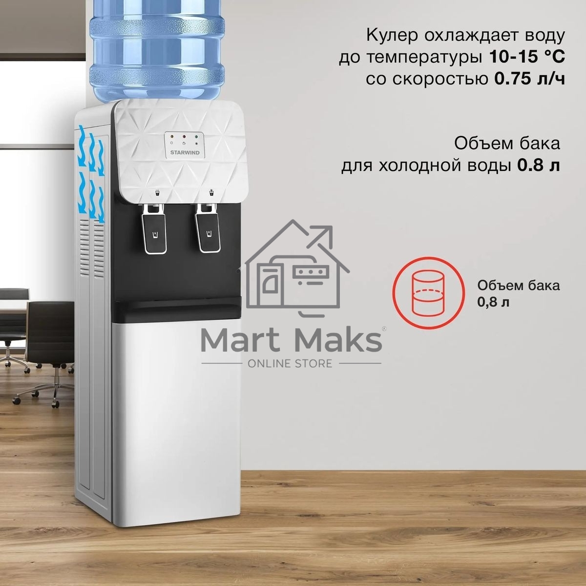 Кулер Starwind SW-1003EW напольный электронный белый
