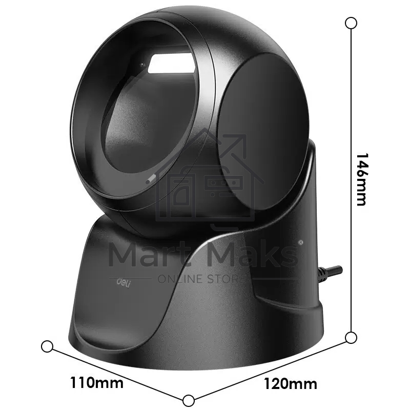 Сканер штрих-кода DELI ES231 проводной, USB, черный