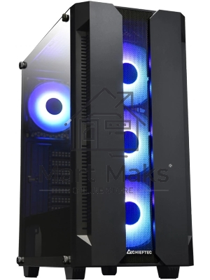 Компьютерный корпус CHIEFTEC HUNTER GS-01B-OP без БП, боковая панель из закаленного стекла, 3xARGB LED 120мм вентилятора спереди, 1xARGB LED 120мм вентилятор сзади, черный, ATX