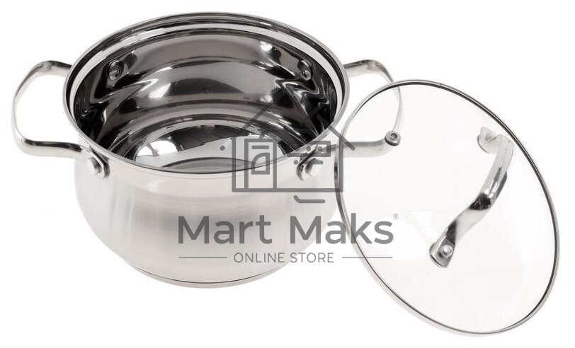 Набор посуды Kelli KL-4209 6 пред. Кастрюля с жаропрочной стекл. крышкой 2.1 л. Кастрюля с жаропрочной стекл. крышкой 3 л. Кастрюля с жаропрочной стекл. крышкой 4 л. Высококачественная нерж. сталь 18/10. 5-ти слойное капсульное дно.