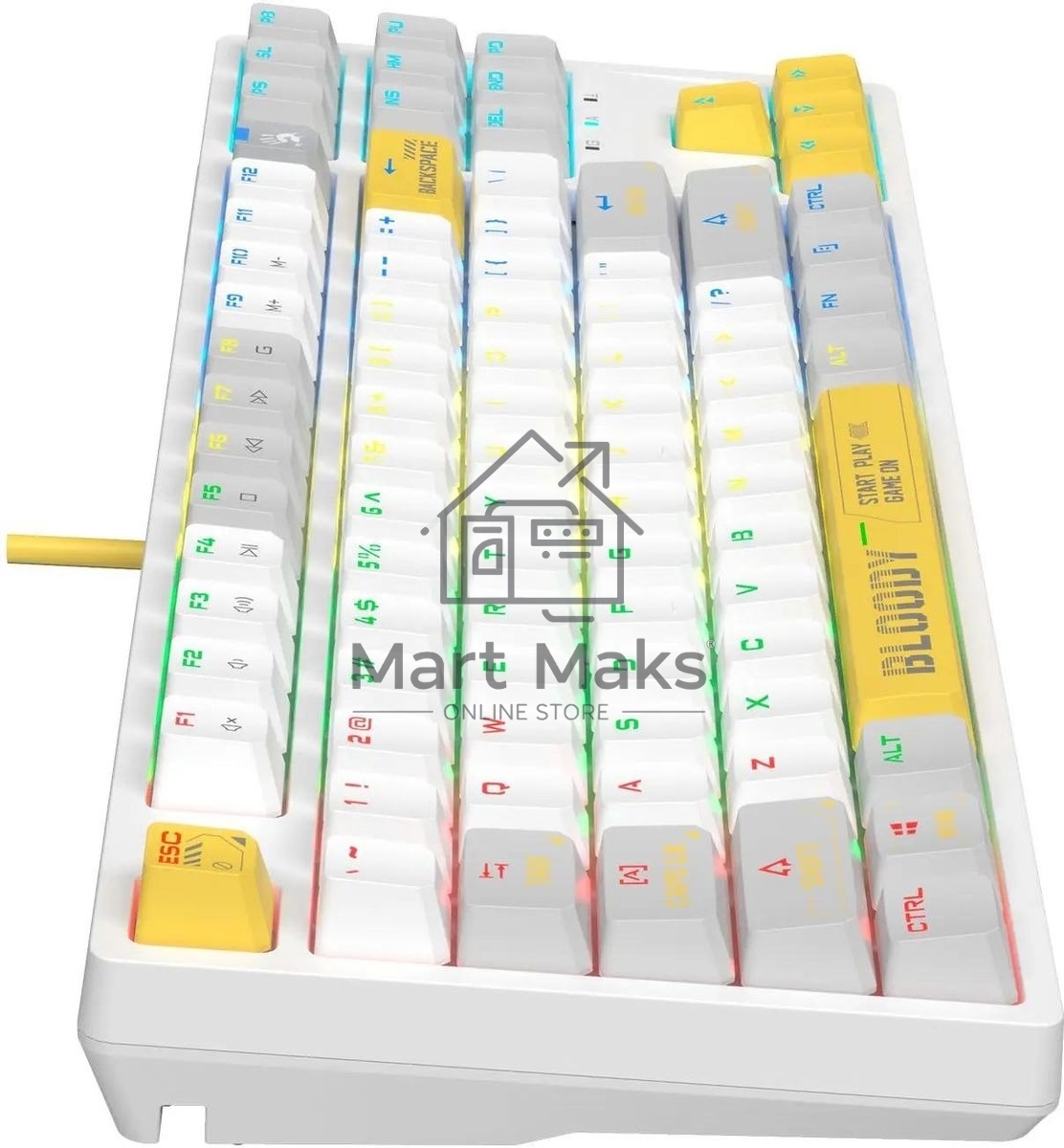 Клавиатура проводная A4Tech Bloody S87 Energy (S87 USB ENERGY WHITE) USB белый/желтый