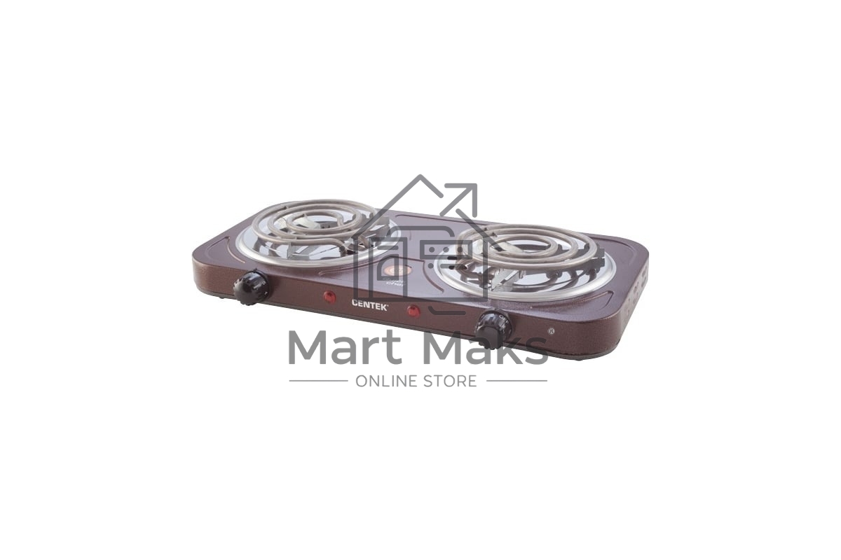 Плита настольная электрическая Centek CT-1509 Siberia коричневый, 2 кВт, ТЭН, конфорки - 2, эмаль, поворотные переключатели