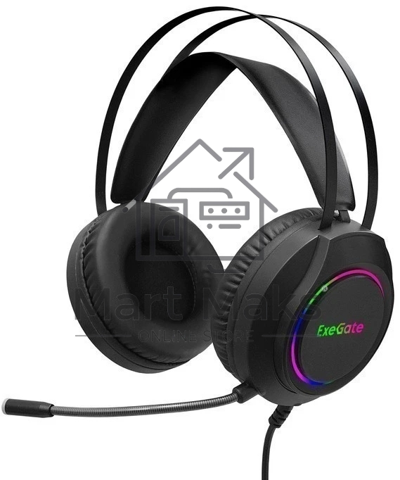 Гарнитура Exegate Cosmos HS-702GL чёрный, проводная, USB, виртуальный звук 7.1, подсветка