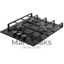 Варочная поверхность MONSHER MGG 42 Noir, High-Tech, газ, 45 см, газ-контроль, автоматический электроподжиг, чугунные решетки, форсунки под сжиженый газ, конфорки SABAF, поворотные переключатели, цвет черный