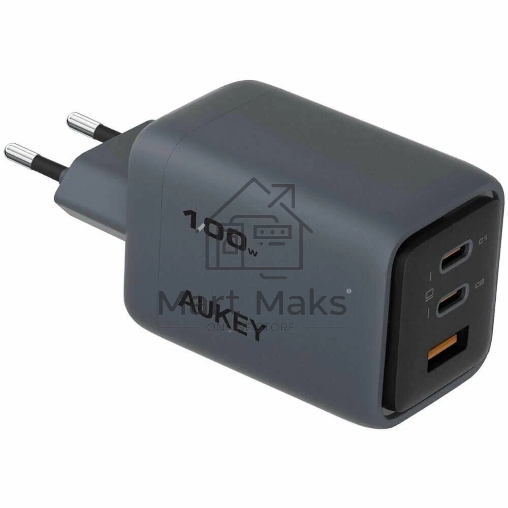 Сетевое зарядное устройство Aukey Comet Mix 100W серый