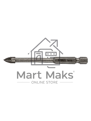 Сверло по керамической плитке Denzel 6 мм, крестовая пластина, 6-гр. хвостовик