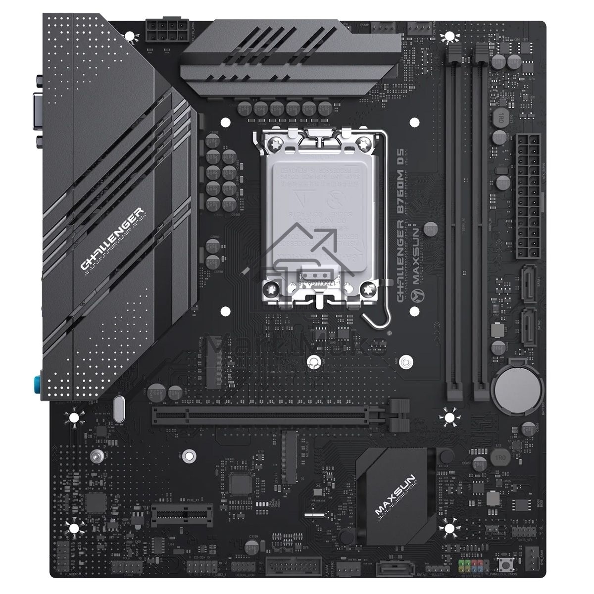 Материнская плата Maxsun Challenger B760M D5 WIFI, LGA 1700, Intel B760, 2xDDR5, 3xSATA, 2xM.2, 1xPCIe 4.0 x16, 1xPCIe 4.0 x1, 1xHDMI, 1xVGA, 1x 1Gb LAN, 2xUSB-A 3.2 Gen 1, 2xUSB-A 2.0, 3x3.5 мм, 5.1, mATX