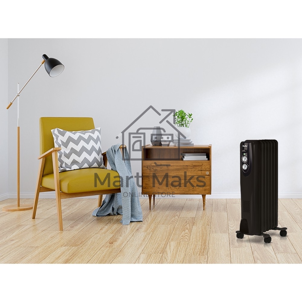 Масляный обогреватель Ballu Classic Black BOH/CL-09BRN 2000 (9 секций) (9 секций), черный, 2000 Вт, 25 м2, термостат