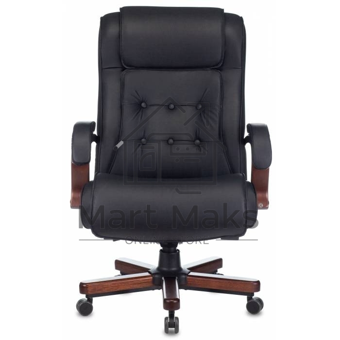 Кресло руководителя Бюрократ T-9926WALNUT черный, кожа, крестовина металл/дерево