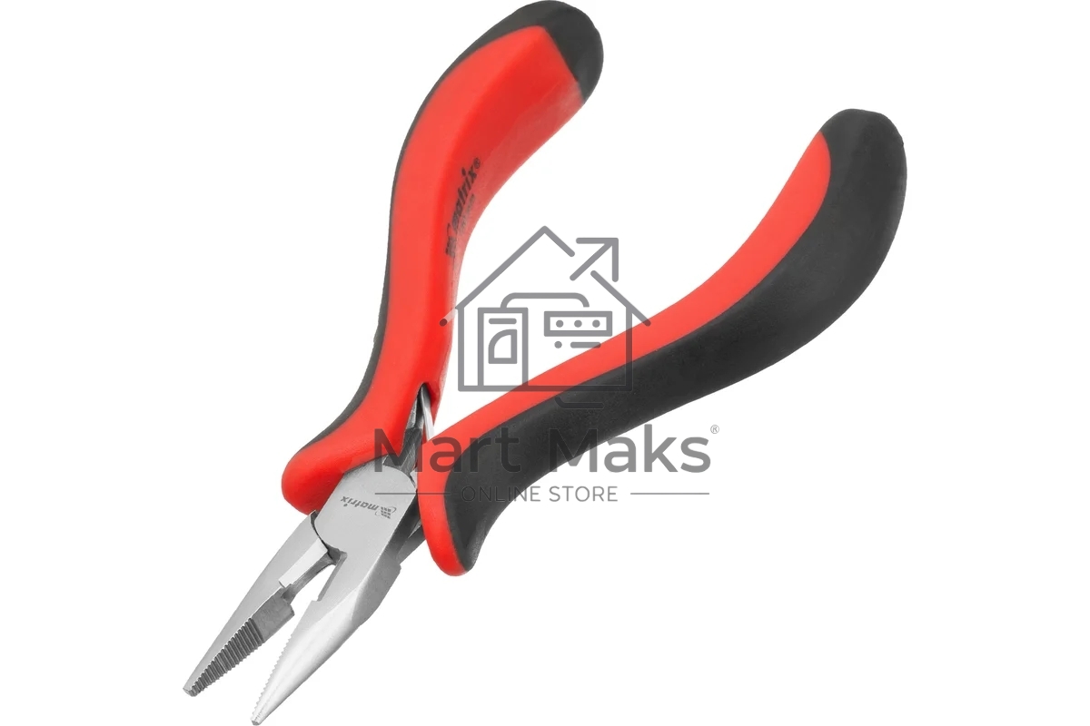 Длинногубцы Matrix mini 130 мм Ni прямые, авторазжим, двухкомпонентные рукоятки