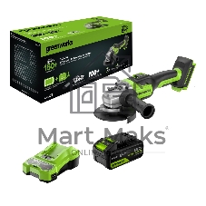 Углошлифовальная машина Greenworks GD24AG 10500об/мин рез.шпин.:M14 d=125мм (3200207CUG)