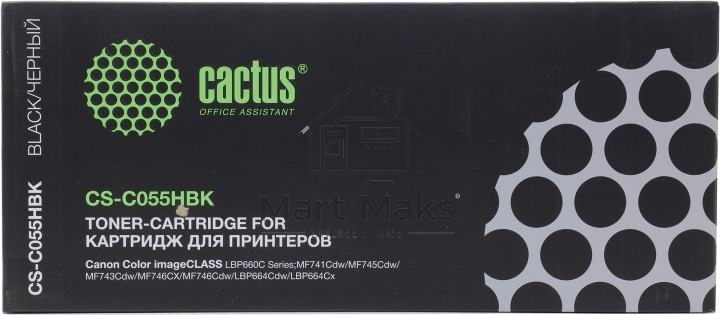 Картридж лазерный Cactus CS-C055HBK черный (7600стр.) для Canon LBP663Cdw/LBP664Cx/MF746Cx/MF742Cdw/MF744Cdw