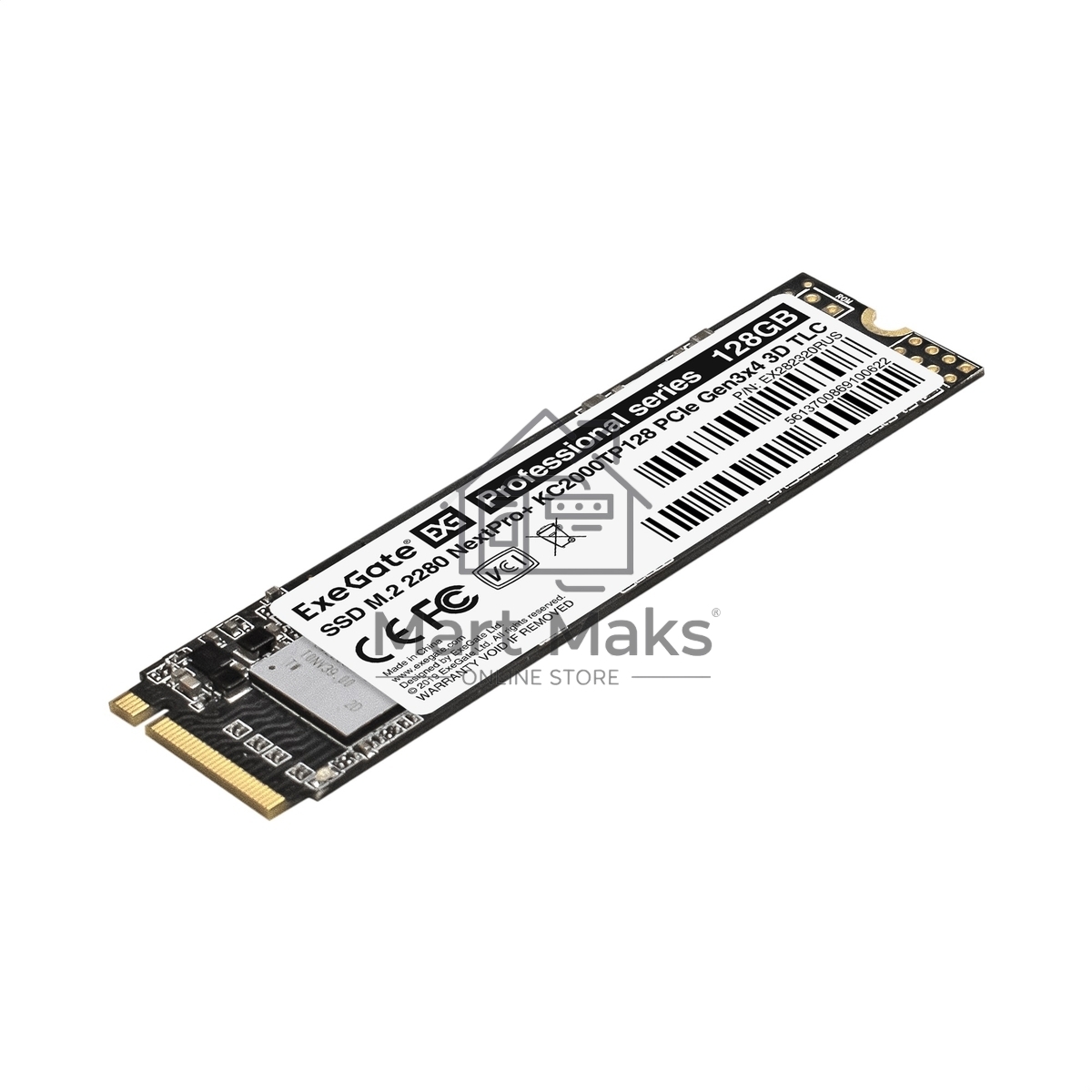 Накопитель SSD ExeGate NextPro+ KC2000TP128, 128Gb, PCIe 3.0 x4, M.2 2280, NVMe, R/W 1200/600