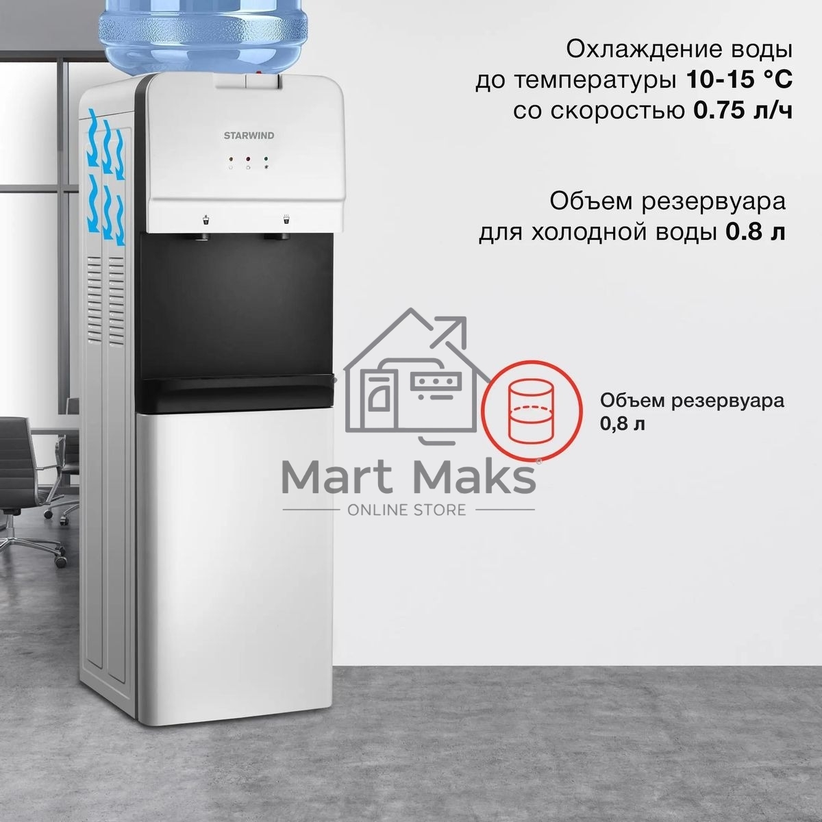 Кулер Starwind SW-1005EW напольный электронный белый