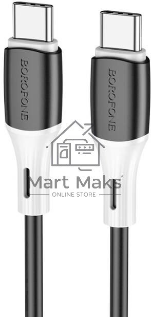 Кабель BOROFONE (6974443384802) BX79 силикон 1м USB 3.0A PD 60W для Type-C Type-C черный 1 м