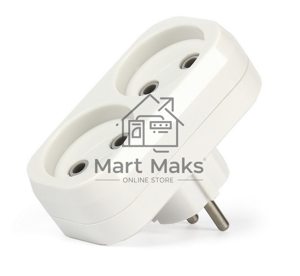 Плоский разветвитель Smartbuy (SBE-10-A02-2) 2 гнезда без заземления плоский 10А 250B