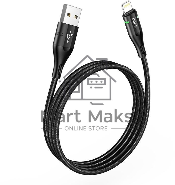 Кабель Hoco U93 Shadow iP USB (m)-Lightning (m) 1.2м черный коробка