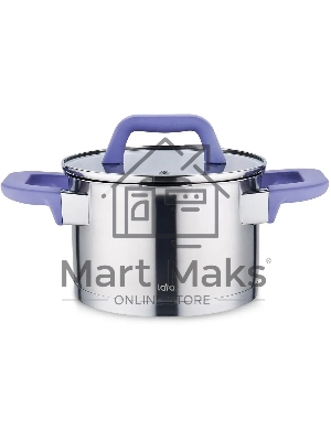 Кастрюля LARA LR02-254 Лаванда 5 л, 22 см, с крышкой, нержавеющая сталь