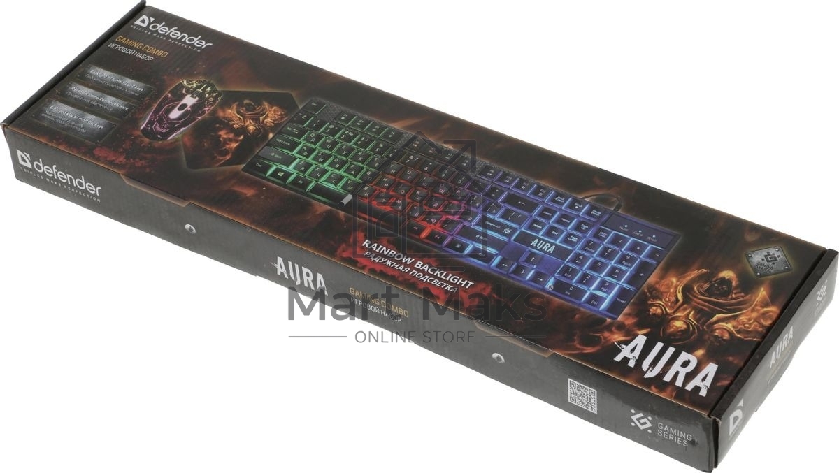 Комплект клавиатура+мышь Defender Aura MKP-117 проводной, USB, 2400 DPI, черный
