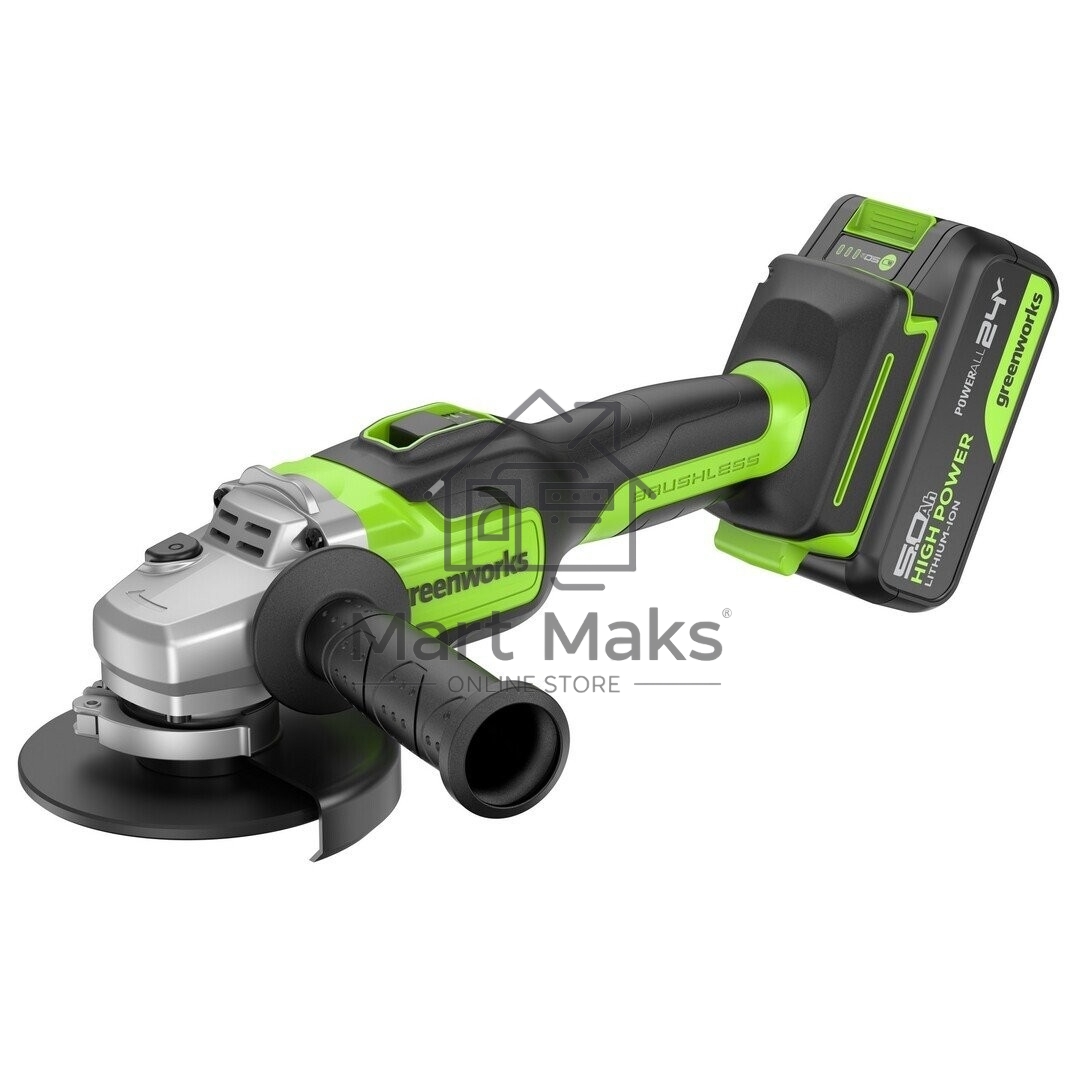 Углошлифовальная машина Greenworks GD24AG 10500об/мин рез.шпин.:M14 d=125мм (3200207CUG)