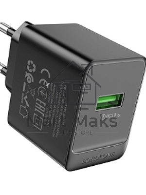 Сетевое зарядное устройство BOROFONE (6941991104732) BAS12A 1USB 3.0A QC3.0 18W черный