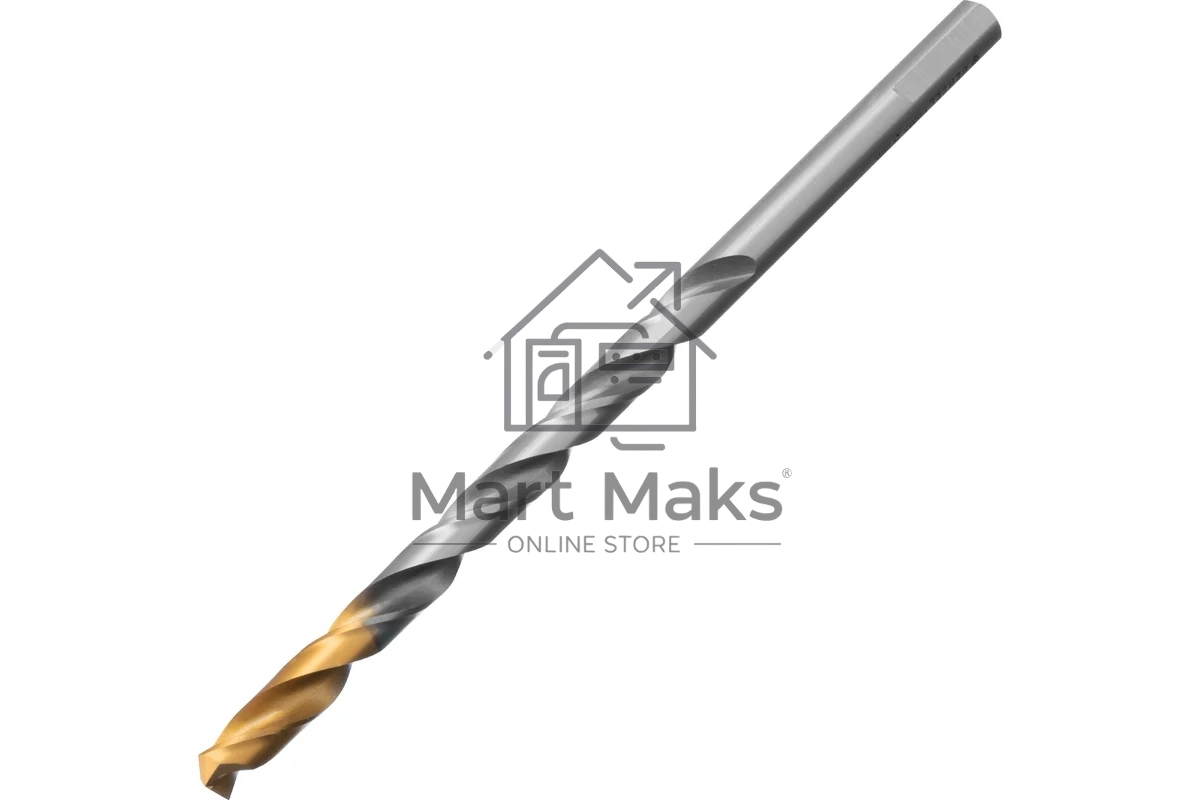 Сверло спиральное по металлу Denzel 8 х 165 мм, Р6М5, Golden Tip, удлиненное