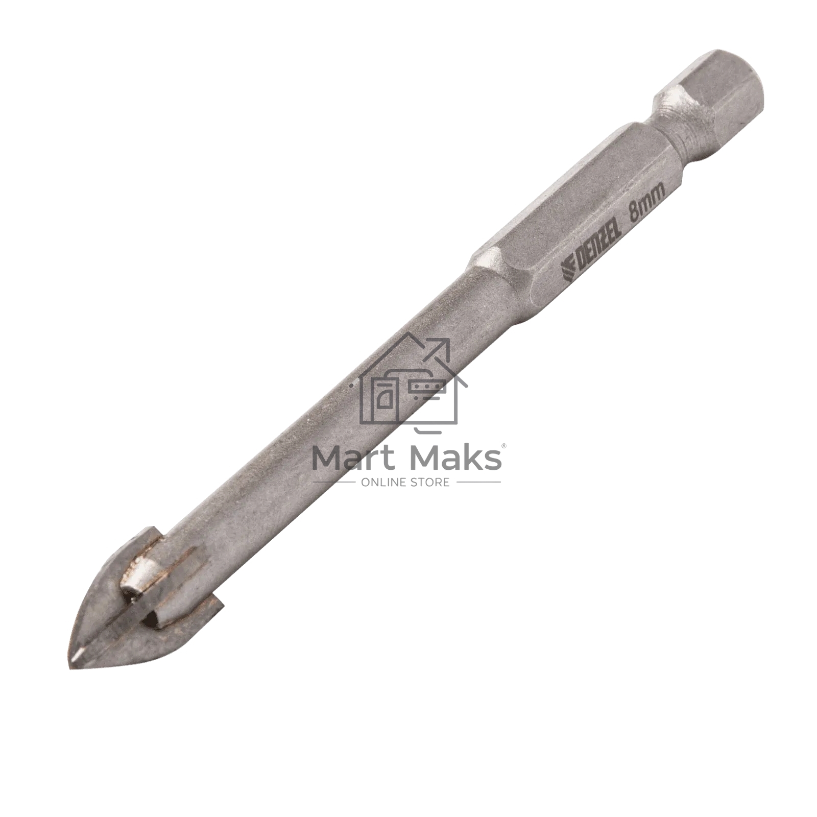 Сверло по керамической плитке Denzel 8 мм, крестовая пластина, 6-гр. хвостовик