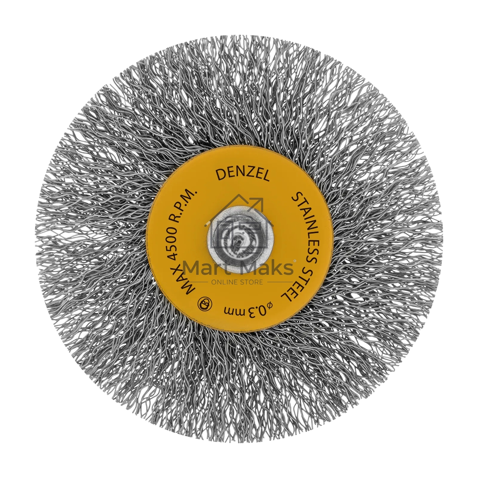 Набор щеток для дрели Denzel 5 Плоских 25-38-50-63-75 мм, шпилька, нерж. вит. проволока