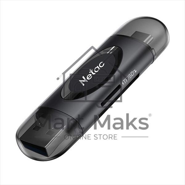 Кард-ридер Netac WK14/черный/Micro SD/Micro SDHC/Micro SDXC/SD/SDHC/SDXC/USB Type-A/USB Type-C/пластик