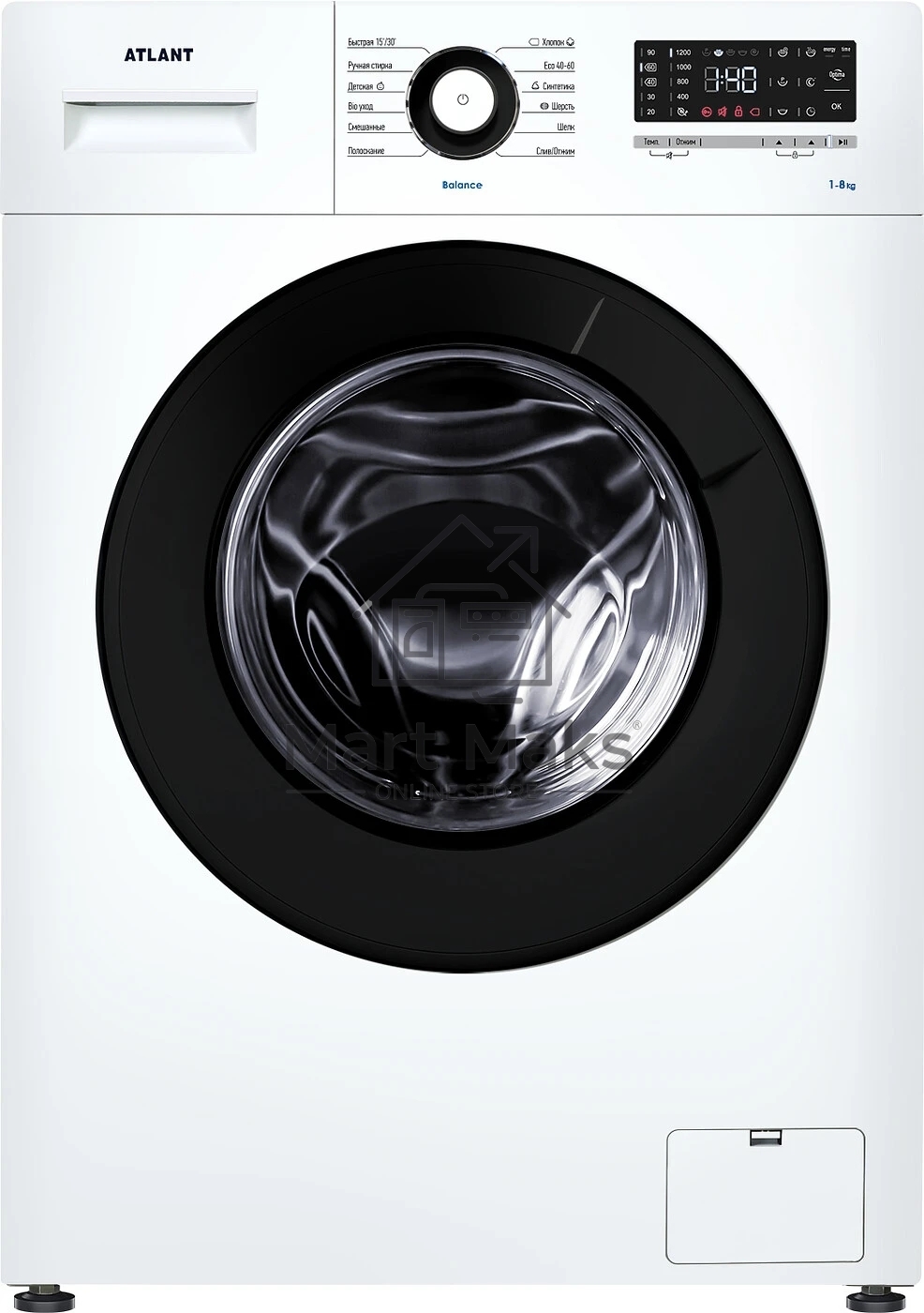 Стиральная машина ATLANT СМА 80С1218-Т-01 белый, загрузка фронтальная 8 кг, 1200 об/мин., класс: A+++