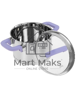 Кастрюля LARA LR02-254 Лаванда 5 л, 22 см, с крышкой, нержавеющая сталь