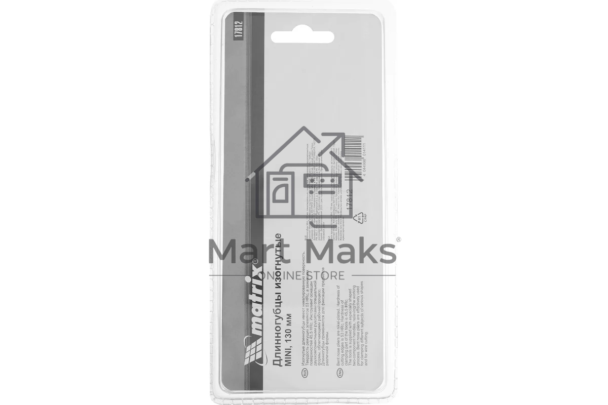 Длинногубцы Matrix Mini, 130 мм, никелированные, изогнутые, авторазжим, двухкомпонентные рукоятки