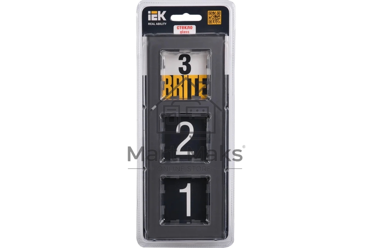 Рамка 3 -местная IEK BRITE РУ-3-2-БрСе стекло серый