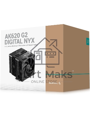 Кулер для процессора DEEPCOOL AK620 G2 DIGITAL NYX LGA1851/1700/1200/115X/AM5/AM4 (8шт/кор, TDP 260W, PWM, DUAL Fan 120мм, 6 тепл. трубок, Copper Base, черный) RET (R-AK620G2-BKNNMN-GJD-1)