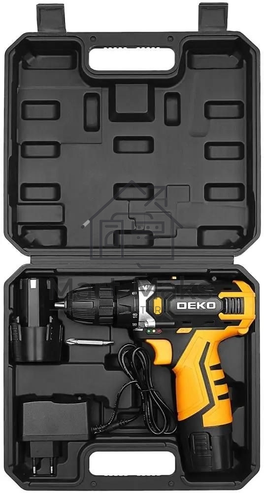 Дрель-шуруповерт Deko DKCD12V, 12 В, 1,5 Ач, 32 Нм, щеточный