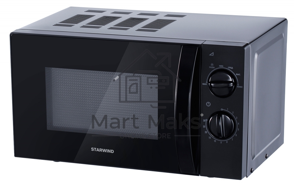 Микроволновая печь Starwind SMW2320 черный, 20 л, 700 Вт, переключатели - поворотный механизм